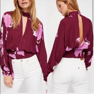 NWT FP Say you love me Floral Keyhole Top